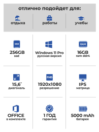 Ноутбук для работы и учебы XU15 Intel N95 IrisXe Full Hd 60 Hz