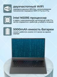 Ноутбук для работы и учёбы T15 Intel N5095 IrisXe Full Hd 60 Hz