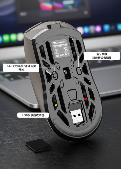 Игровая беспроводная мышь SmileWolf Rs 8 2.4Hz + BT Черная